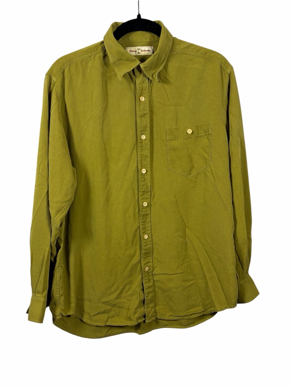 Tommy Bahama 100% Silk Bright Olive Green Button Up Shirt M